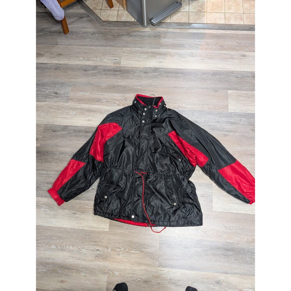 Vintage 90s Technical Winter Parka Jacket XXL Black Red Gorpcore Compass Tag